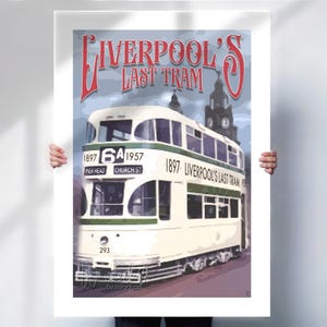 Liverpool Print - Tram Print - Last Tram Poster - Retro Merseyside Wall Art- Travel prints