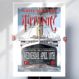 Titanic Art Print - White Star Line Retro Travel Poster- Travel prints