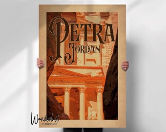 Petra Travel Poster - Jordan Wall Art Print - Wanderlust Gift- Travel prints