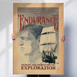 Ernest Shackleton, The Endurance art Print, Vintage style Antarctica poster , Exploration