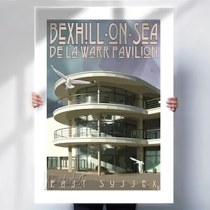 Bexhill-on-Sea, De La Warr Pavilion retro style travel art print - East Sussex Wall Art Poster- Travel prints
