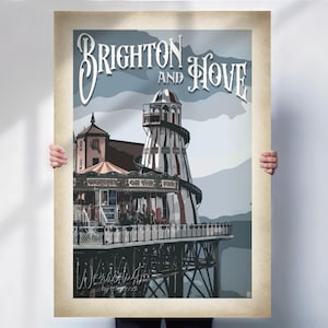 Brighton and Hove Travel Print - Wall Art Poster- aged effect Travel prints
