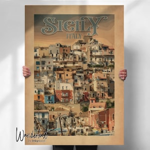 Vintage Sicily Travel Poster: Sciacca Italy Retro Wall Art