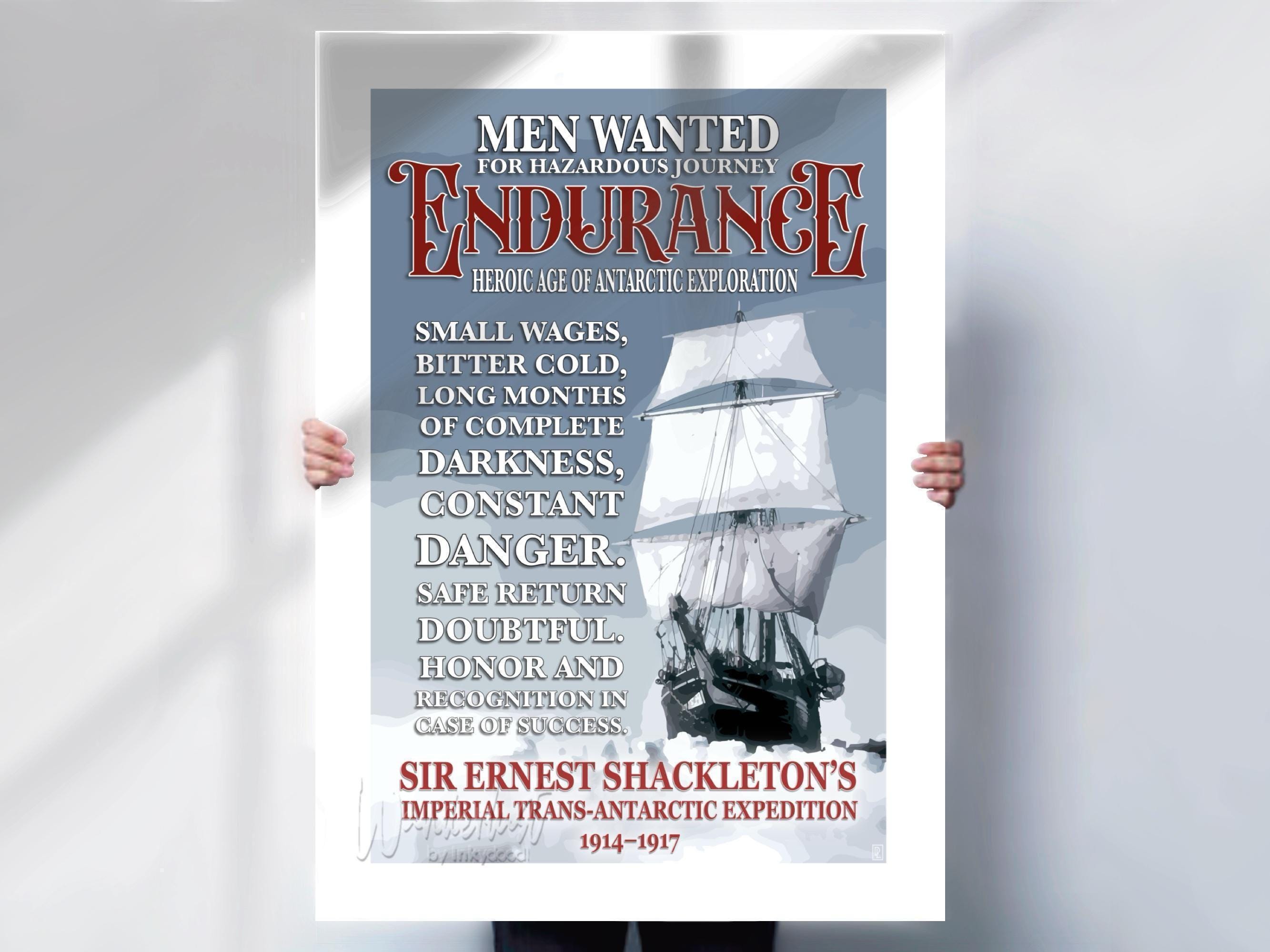 Exploration Wall Art: Endurance Ship and Shackleton Quote