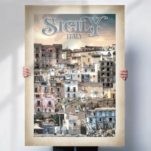 Sicily Travel Print - Italy Art Print featuring Sciacca- Travel prints - Aged effect