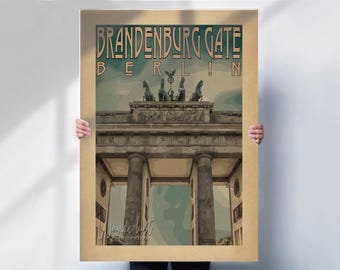 Brandenburg Gate Art Print: Berlin Travel Poster (Vintage Style)
