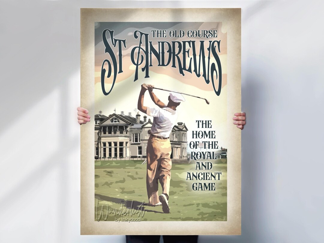 St Andrews Golf Print , Aged Style Travel Poster , Golf Print , Golf ...