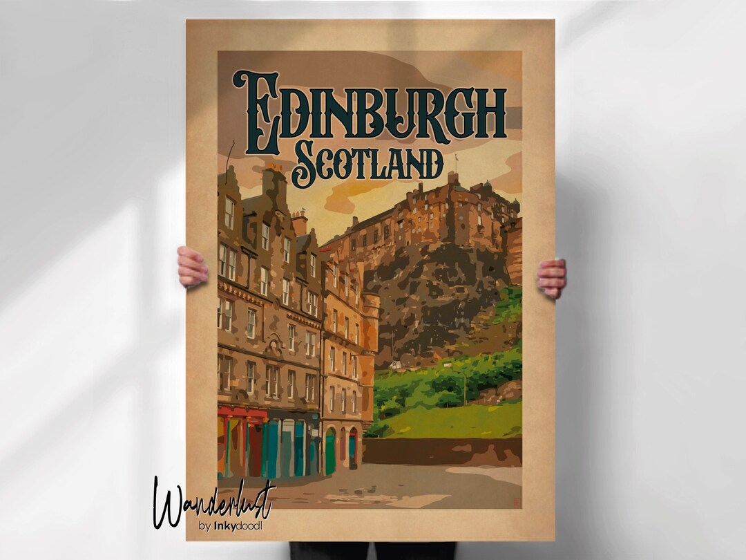Edinburgh Poster Edinburgh Vintage Style Travel Poster Etsy
