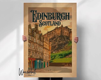 Edinburgh Scotland Vintage Style Travel Poster - Etsy