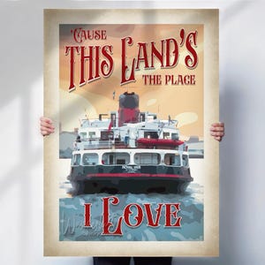 Liverpool Ferry Retro Travel Poster - Merseyside Wall Art- aged Travel prints