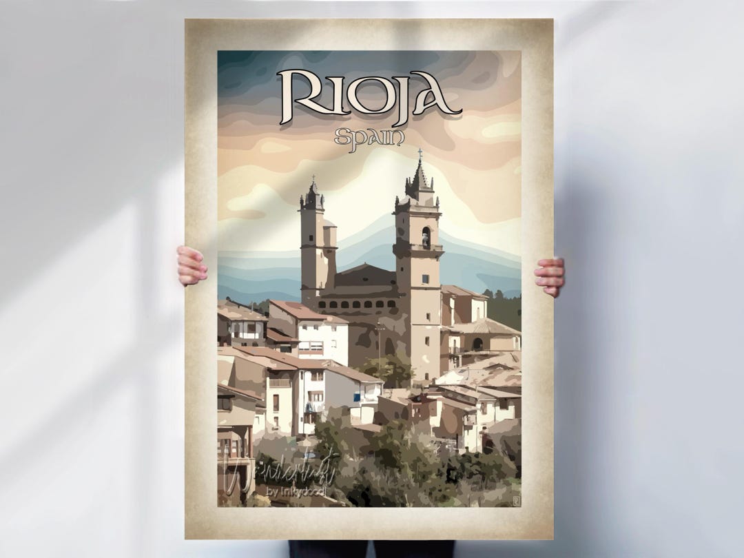 Spain La Rioja Print - Aged Effect Spain Travel Poster - Wine Region ...