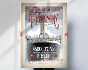 Titanic Travel Poster: White Star Line, Aged Art Print