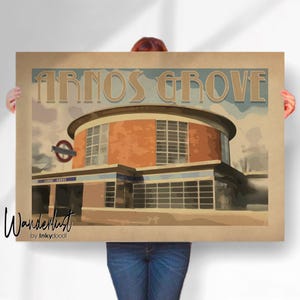 Vintage London Reisedruck - U-Bahnstation Arnos Grove Piccadilly Line - Einzigartige Wandkunst - Perfektes Geschenk - Reisedrucke