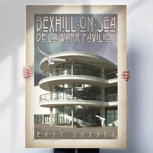 Bexhill-on-Sea, De La Warr Pavilion aged style travel art print - East Sussex Wall Art Poster- Travel prints