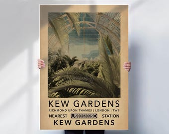 Kew Gardens Palm House Print: Vintage London Tube station wall art Poster