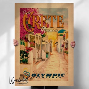 Póster de viaje a Creta - Impresión de arte mural griego - Obra de arte con temática griega - Impresiones de viajes