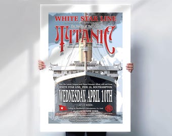 Titanic Retro Travel Print - White Star Line Vintage Poster