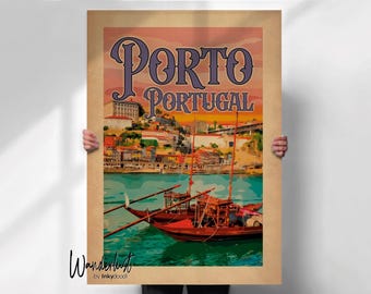 Porto Portugal Travel Poster: Vintage style Art Print