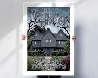 Salem Witch House Print: Retro Travel Poster, Massachusetts Art