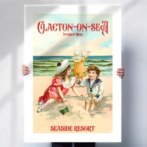 Clacton on Sea Druck - ‘It’s Great Here’ Edwardian Reproduktion Druck - Badeort - Retro Stil Reise Druck - Strand Wandkunst