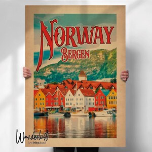 Norway Travel Poster - Bergen Print Norwegian Gift - Special Place Souvenir- Travel prints