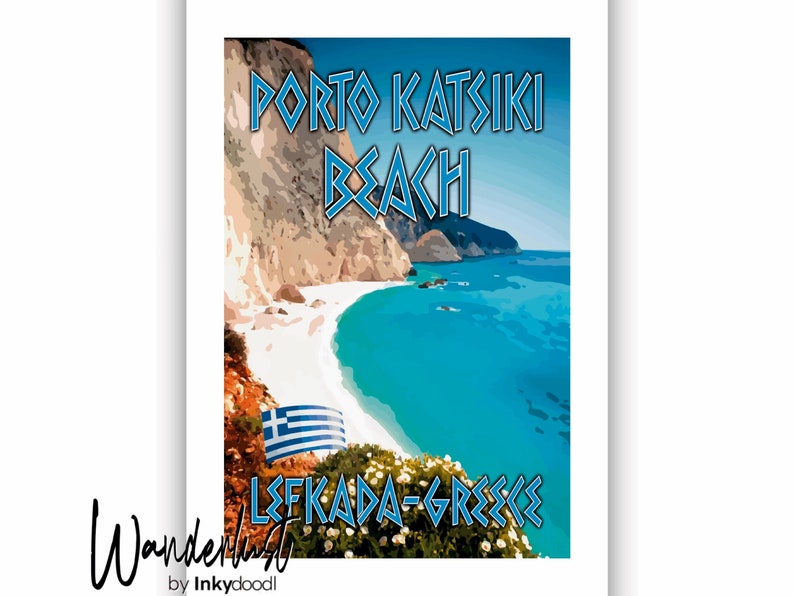 Greece Print Porto Katsiki Beach Travel Poster Special Place Gift ...