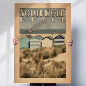 Southwold Beach Vintage Art Print: Suffolk Travel Poster