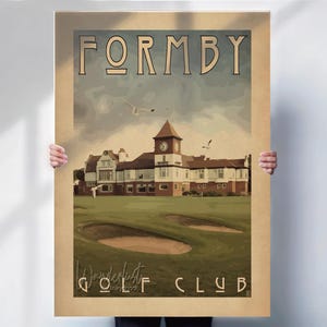Formby Golf Club Travel Poster: Vintage Style Merseyside Art Print
