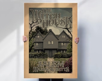 Witch House Salem Print: Vintage Style Massachusetts Travel Poster