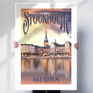 Stockholm Travel Print - Vintage Style Sweden Poster for Scandinavia Lover Special Gift- Travel prints