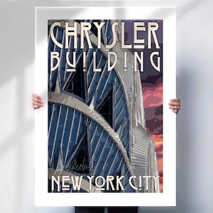 The Chrysler Building Art Deco Travel Print - New York City Retro Poster- Travel prints