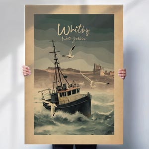 Whitby travel Print - vintage style North Yorkshire Poster - print or canvas option