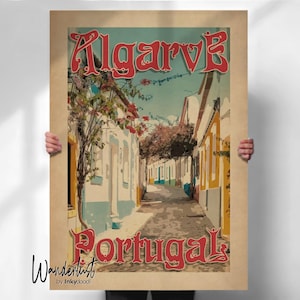 Algarve Print - Portugal Poster for Vintage Travel Decor- Travel prints