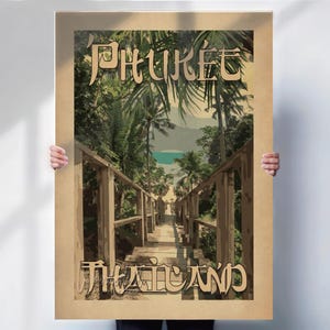 Thailand travel print, Phuket Travel Poster - Asia vintage style Print - Travel prints