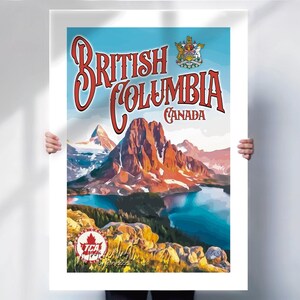 Canada Travel Poster: British Columbia Retro Art - Minimalist Design