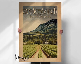 South Africa Stellenbosch Travel Poster - Wine Print - Travel Decor - Travel Print
