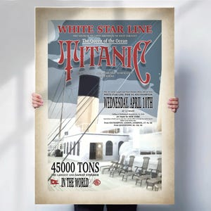 Titanic Wall Art - Aged effect  White Star Line Print - Vintage Style Nautical Poster- Travel prints