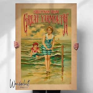 Impression vintage Great Yarmouth - Poster de voyage en bord de mer - Cadeau pour emplacement spécial - Impressions de voyage