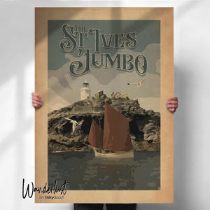 St Ives Travel Print - Vintage Style Cornwall Poster - Wall Art Gift- Travel prints