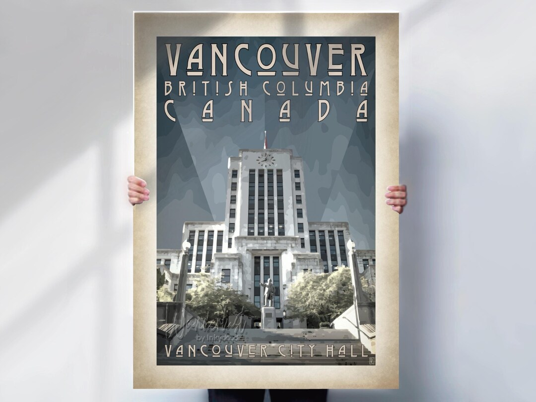 Vancouver City Hall Poster: Art Deco Aged Style Travel Print - Etsy