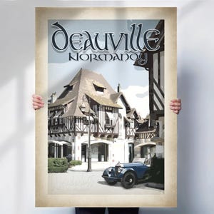Normandy travel Print - Deauville print - Retro aged style - French Wall Art - France Travel Poster - Special Place Gift- Travel prints