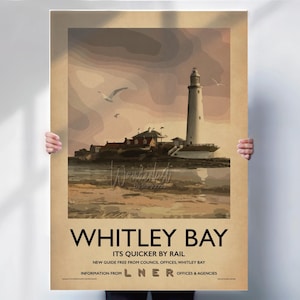 Whitley Bay Travel print - Northumberland LNER travel poster  - vintage style wall art