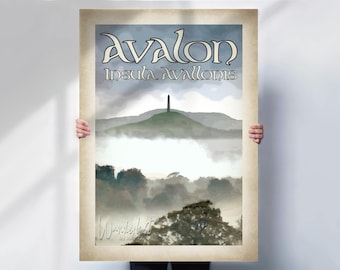 Avalon Art Print: Arthurian Legend Aged style ravel Poster