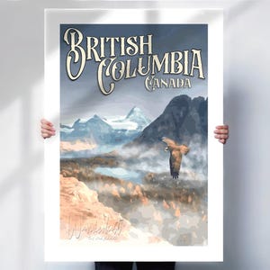 Canada Travel Art Print - Retro style British Columbia Poster - Special Gift for Canada Lovers- Travel prints
