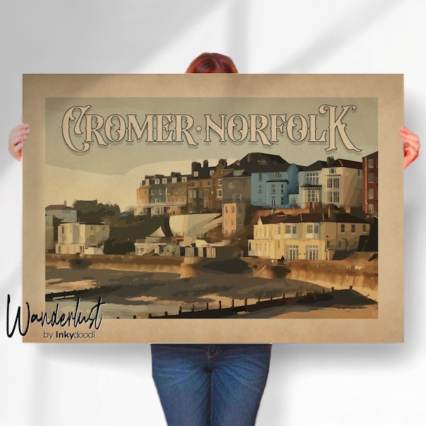 Retro Cromer Print - Vintage Norfolk Travel Art - Wall Decor Poster- Travel prints