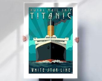 RMS Titanic White Star Line ocean liner ship travel poster wall art