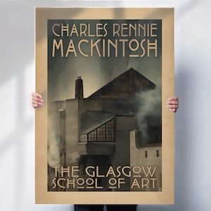 Charles Rennie Mackintosh Poster - Glasgow school of art vintage style Travel Print- Travel prints