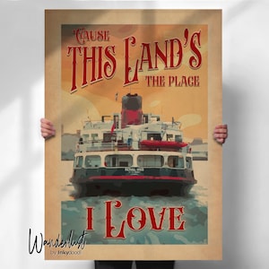 Liverpool Ferry Travel Poster - Vintage style Merseyside Wall Art- Travel prints