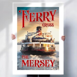 Liverpool Travel Print: Retro Ferry Scene (Merseyside Wall Art)