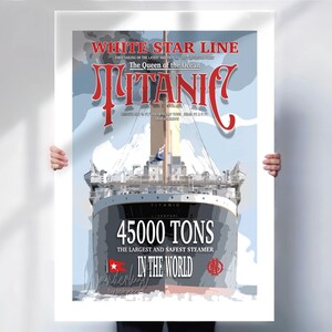 Titanic Travel Print - White Star Line Print - Retro Wall Art- Travel prints